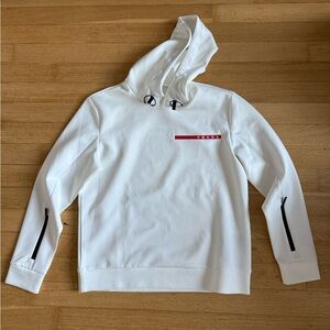 White Hoodie with Red Logo